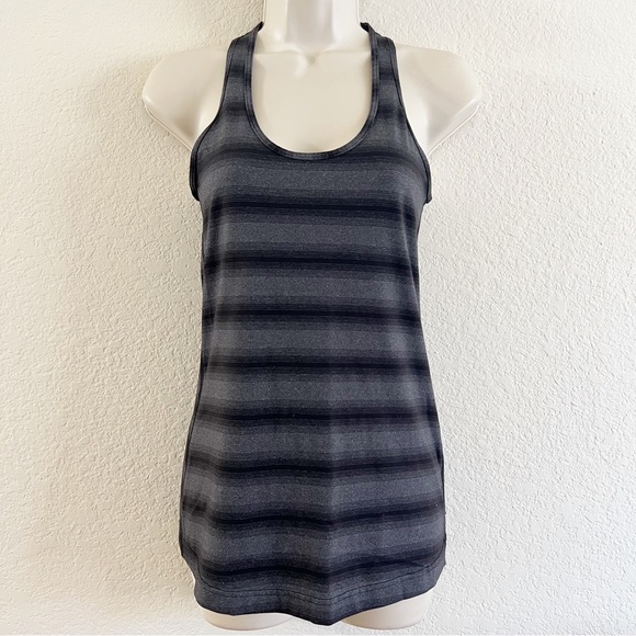 Lululemon Cool Racerback Capilano Stripe Heathered Deep Coal Black tank top Sz 6 - Picture 3 of 12